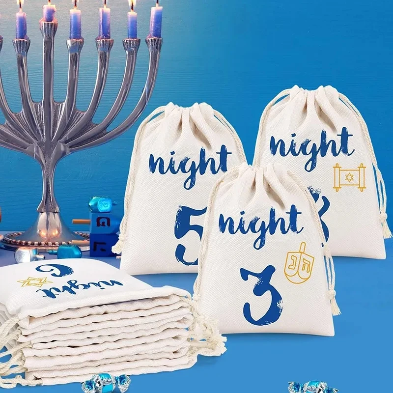8 Nights of Hanukkah Gift Bags Countdown Calendar Chanukah Happy Hanukkah  Jewish Holiday Festival of Lights favor kid boy girl - AliExpress