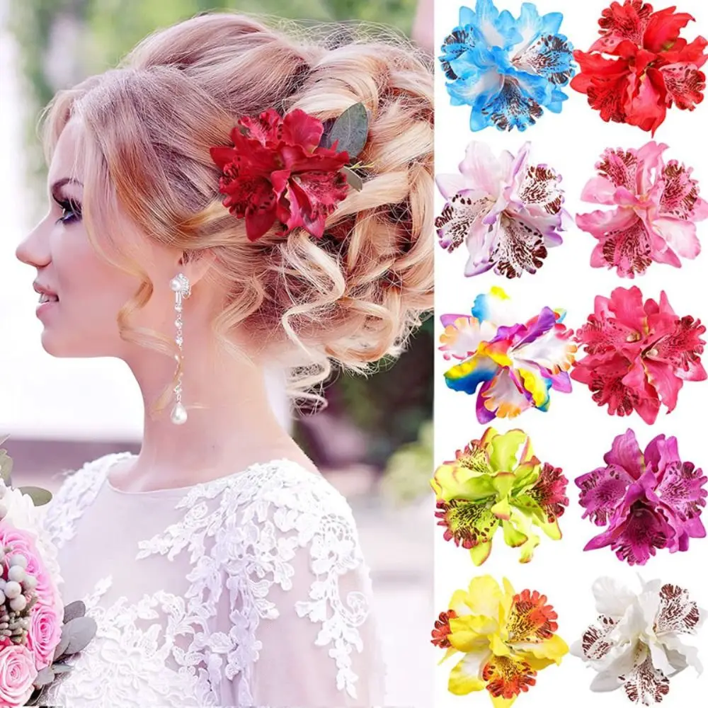 Artificial Flower Artificial Floral Headdress Headdress Bohemian Style Cloth Satin Hairpin Vintage Sweet Beach Barrettes Women new vintage artificial flowers waterfall wedding bouquets ivory pink cascading bridal bouquets de mariage roses orchid 2018 hot