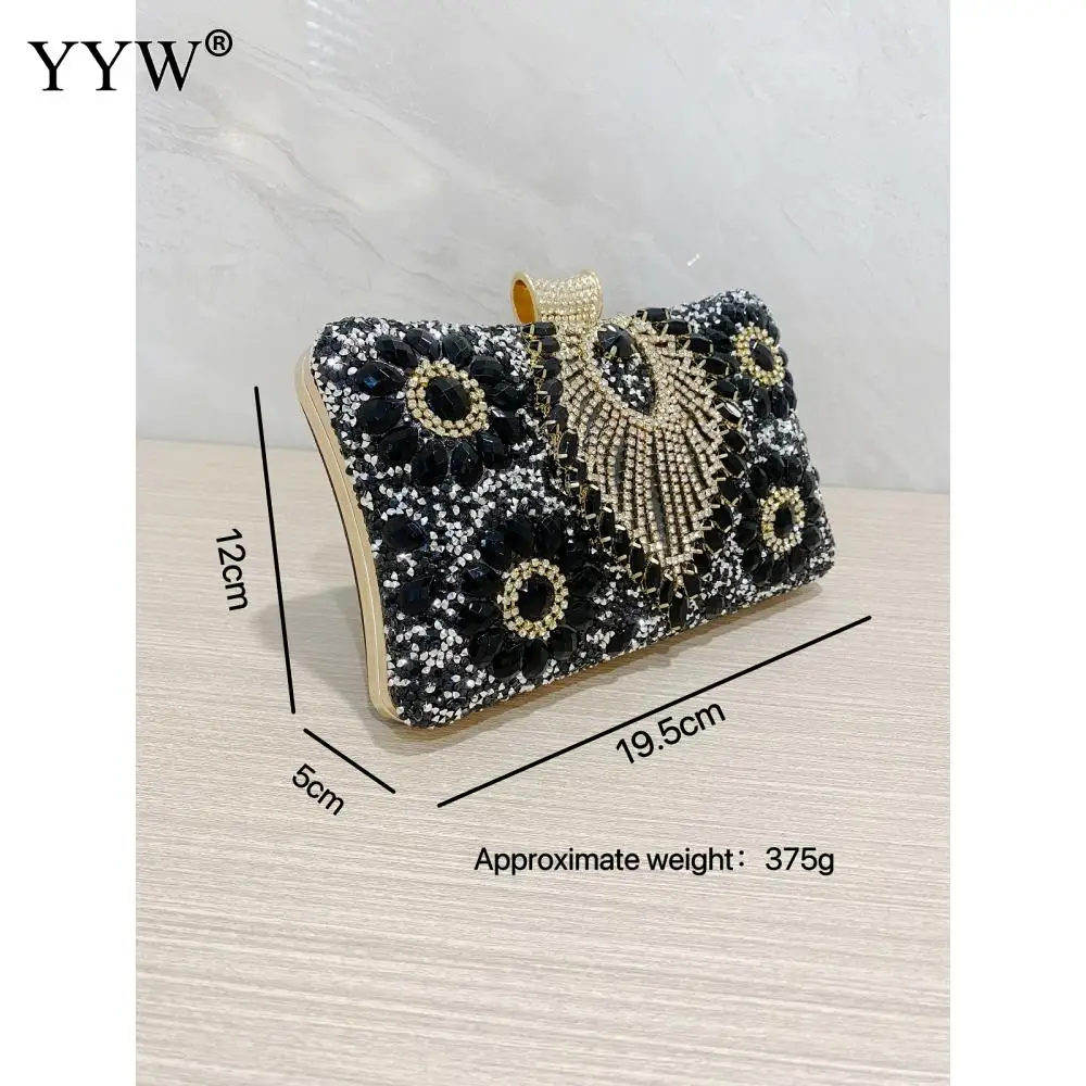 Women's black Rhinestone Evening Bags Female Luxury Diamond Mini Party Handbags Ladies Small Crystal Day Wallet Wedding Purse