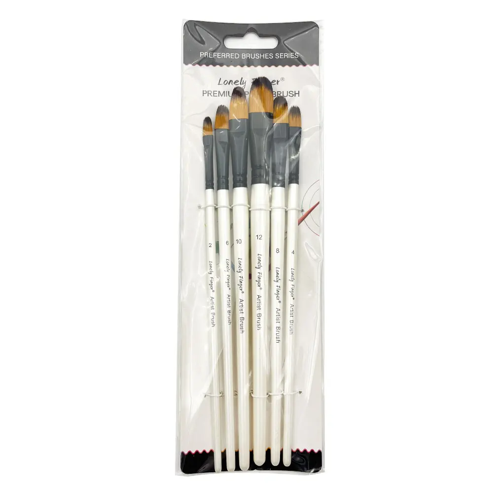 Filbert Paint Brushes Set, 6Pcs Artist Paintbrushes for Acrylic Oil Watercolor Gouache Painting, Premium Nylon Art Paint Brush 6