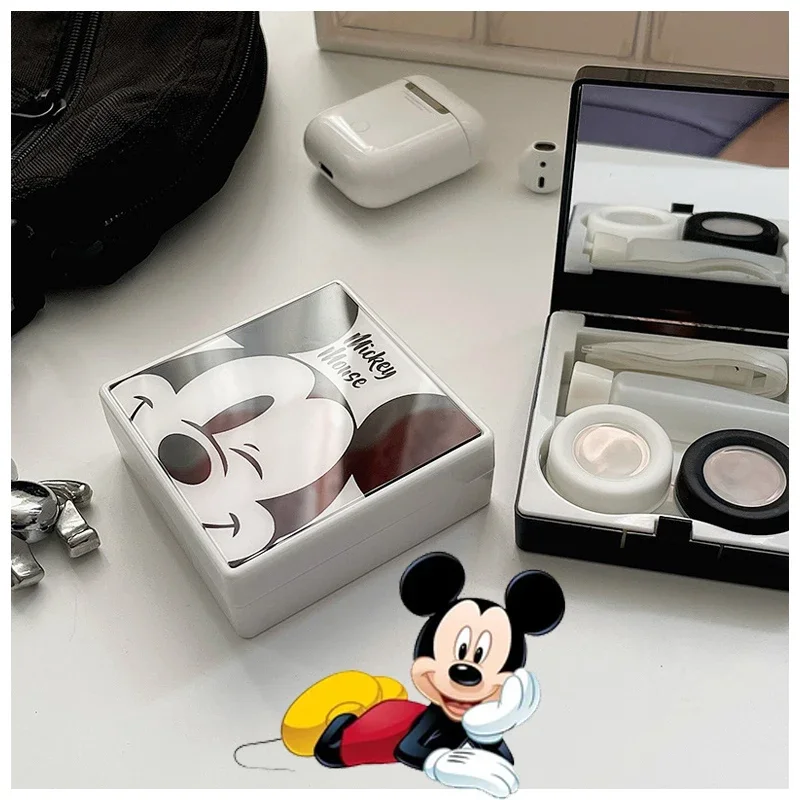 Contact Lens Case Disney Mickey Mouse Eye Contact Lenses Container with Silicone Tweezers Mini Pocket Box