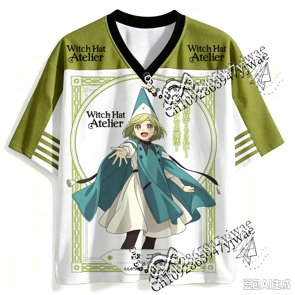 2026 Hexenhut Atelier Anime Coco Tetia Qifrey Grafik-Jersey V-Ausschnitt Modisches Streetwear-Fan-T-Shirt Sommer Herren Damen T-Shirt