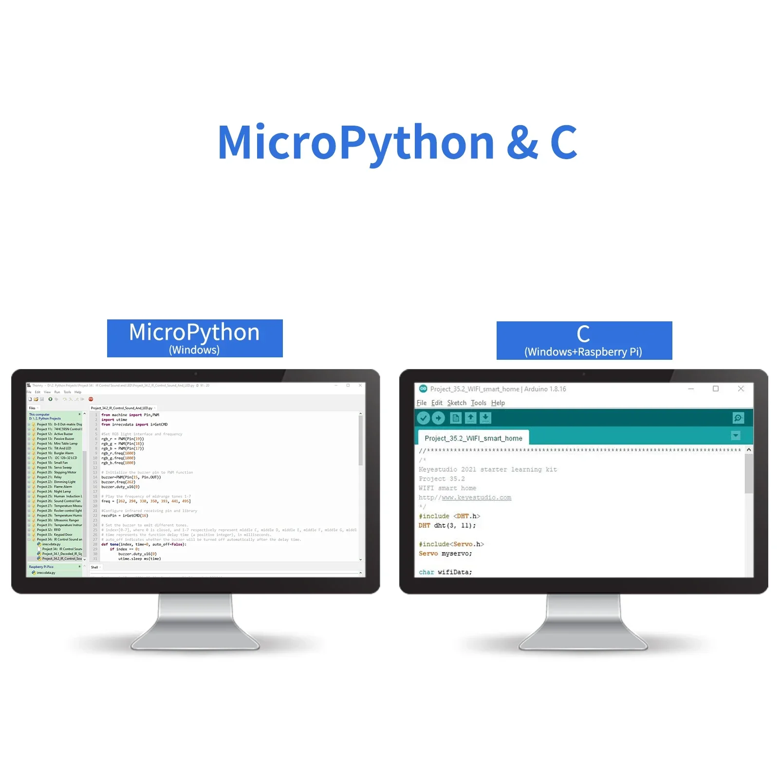 KEYESTUDIO ESP32 Ultimate Learning Kit with 35+ Sensors for Arduino ...