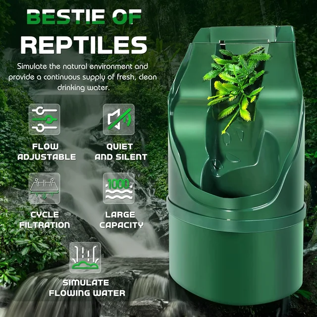 Reptile Drinking Water Filter Fountain Automatic Feeding Drinker Lizard Chameleon Snake Frog Reptiles Breeding Tank Accessories 4
