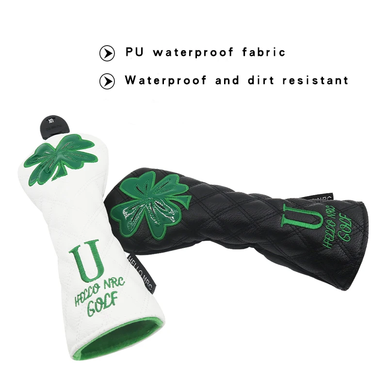 Description Picture 5 of itemGolf Wood Cover Rhombus Four Leaf Clover Pattern PU Leather Waterproof Protector For Driver Fairway Hybrid Golf Club Head Covers