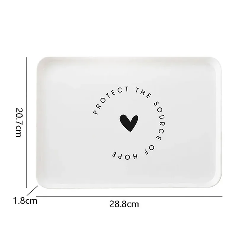 1PCS Food Plastic Dessert Serving Tray Tea Breakfast Bread Tray Snack Plate Storage Plates Square Cosmetics Dish Plate Dish 6