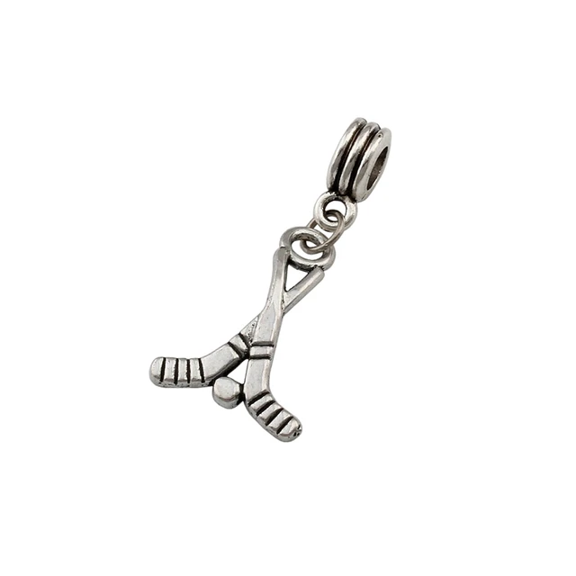 12Pcs Alloy Hockey Sticks Sports Charm Pendants For Jewelry Making