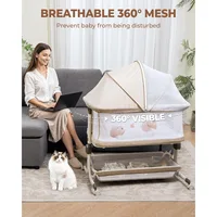 Baby Bassinet Bedside Sleeper, Upgraded Stability Bedside Crib with Full Mesh Sides, Soft Sheet, 6-Height Adjustment 2