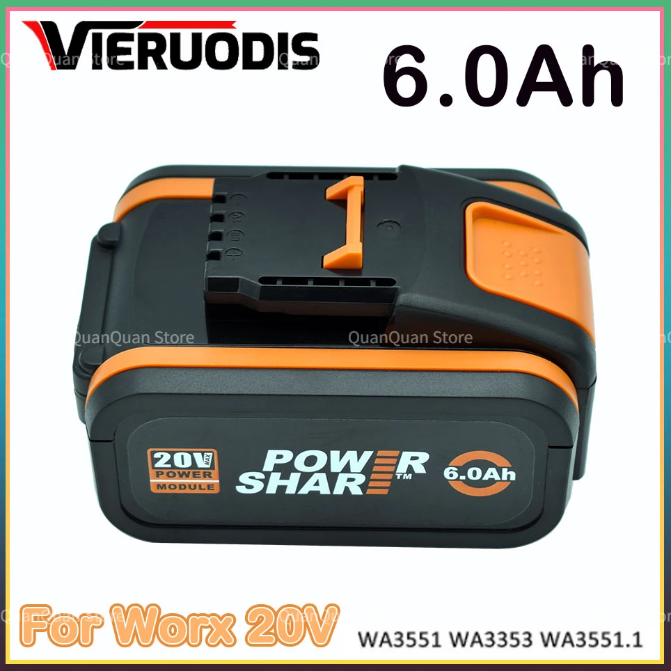 

For Worx WA3553 20V 6.0Ah Battery Cordless Power Tool Spare Batteriies WA3551 WA3572 WA3553 WX390 WX176 WX178 Battery