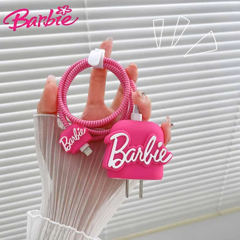 

Kawaii Barbie Data Cable Protective Cover Cute Pink Iphone 20W Fast Charging Data Cable Anti Break Housing Phone Accessories