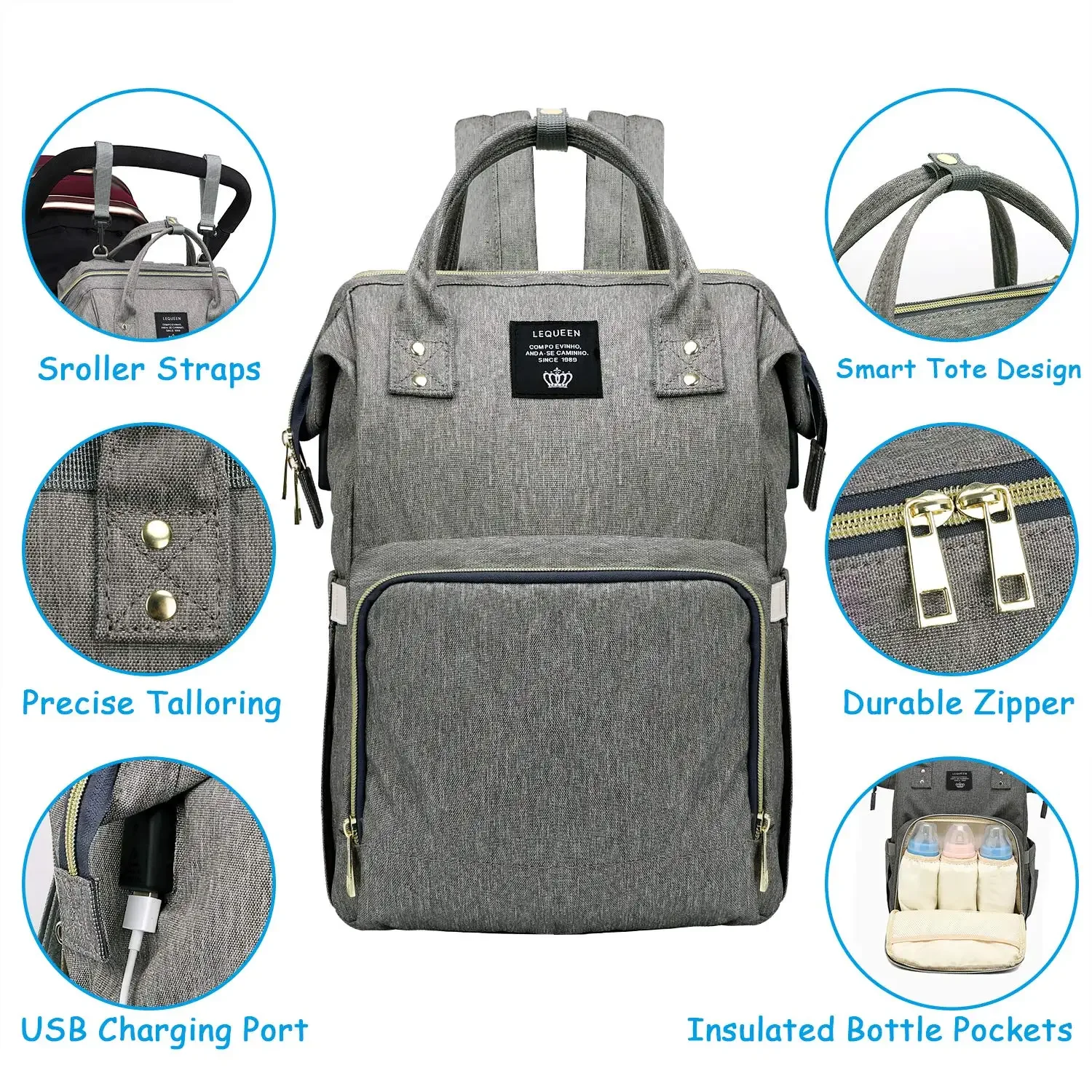 Large Capacity Diaper Bag Backpack Waterproof Maternity Bag USB Interface Diaper Bag Maternity Bag Diaper Backpack