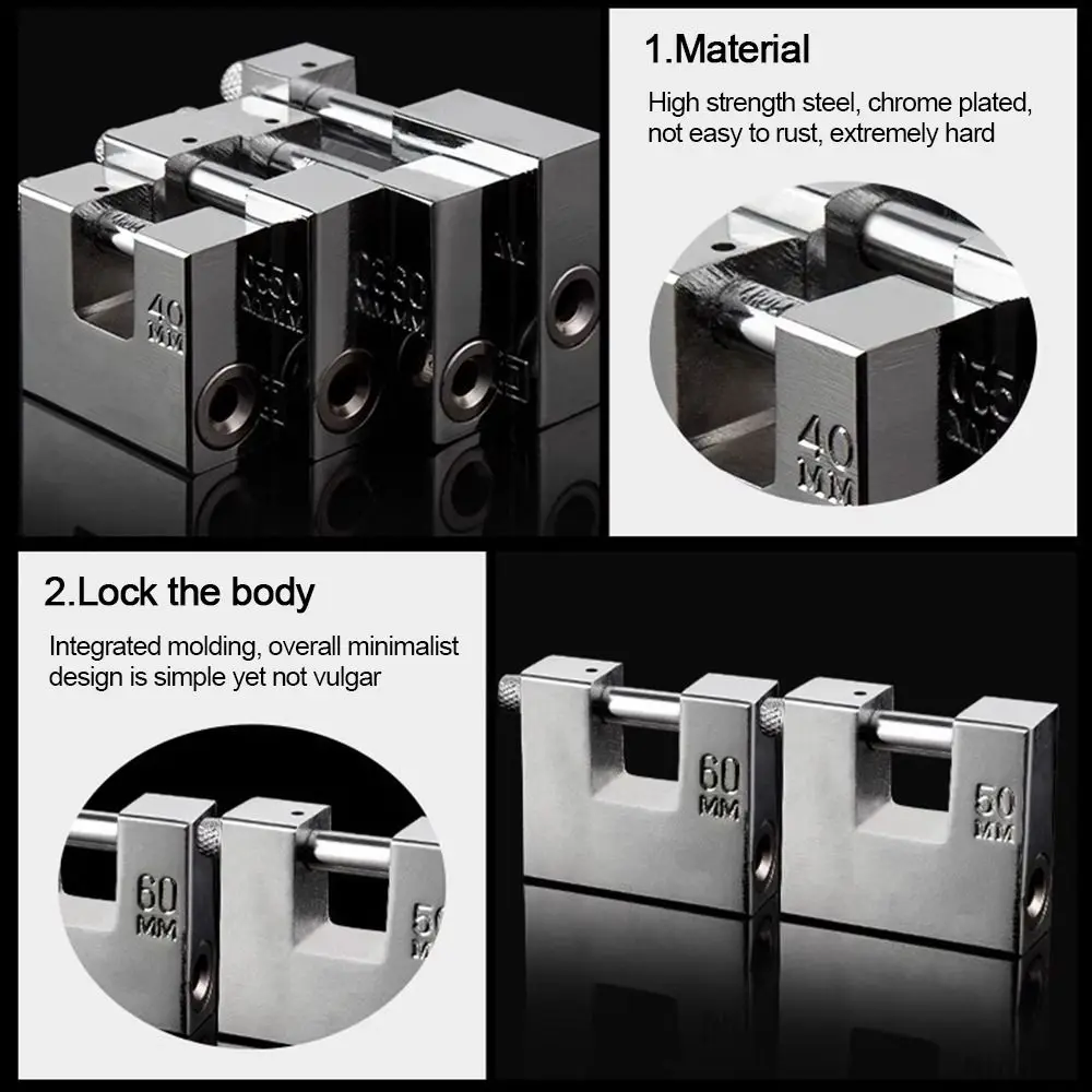 Useful Stainless Steel Anti-theft Lock With Keys Durable Heavy Duty Padlocks Anti-cut Long Shackle Lockpick Set Gate Locks