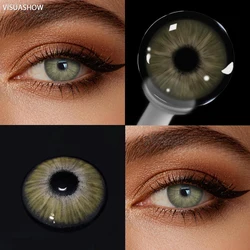 VISUASHOW Unspoken Brown Yearly Disposable Colored Contacts (New York Grey)