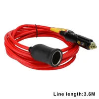 With 15A Fuse 3.6 M Socket Auto Charger Cable Female Socket Plug Car C-igarette Lighter Extension Cord 12V 24V 2
