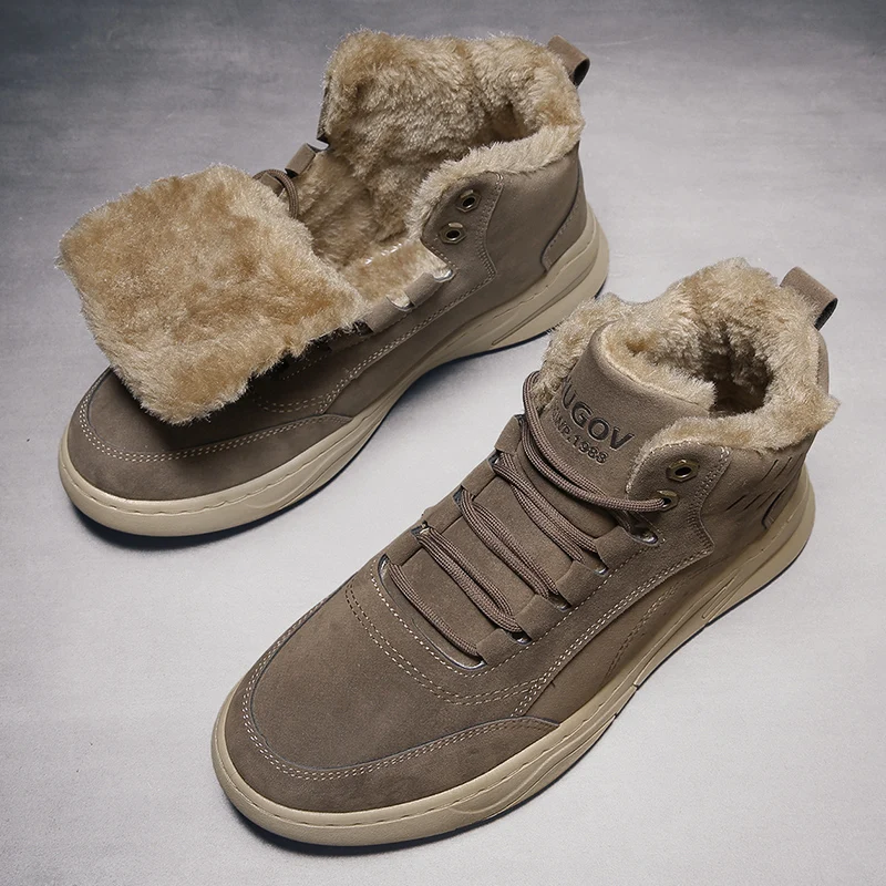 Men Sneakers Outdoor Boots Men Leather Boots Super Warm Winter Fur Suede Leather Snow Boots