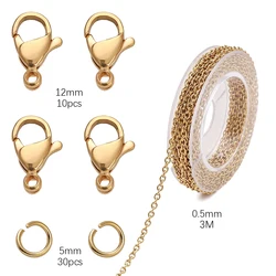 3 - Meter Two - Tone Stainless Steel Chain for DIY Jewelry and Crafts (01GD)