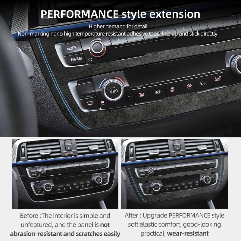Car Interior Trim,For BMW F20 F21 F22 Series 1 2 M235i,Made of Alcantara Air Conditioner CD Panel Trim,Performance Stickers Car Interior Accessory
