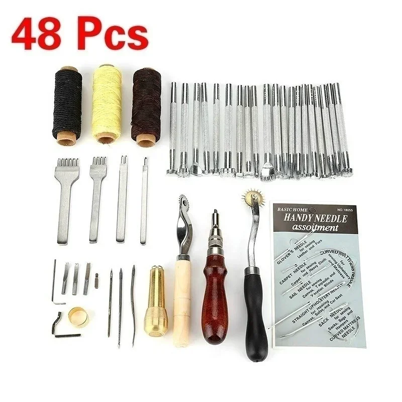 48 Pcs Kit Outils De Couture en Cuir, Professionnel Couture DIY