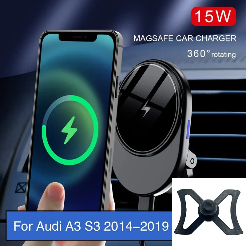 Supporto per cellulare con bandiera per Audi A3 / S3 girevole a 360 gradi, supporto magnetico