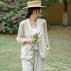 Ladies Linen Blazer Coat Summer Retro Loose Cardigan Tops Women Suit Outerwear Female Single Breasted Thin Breathable Jacket New 3