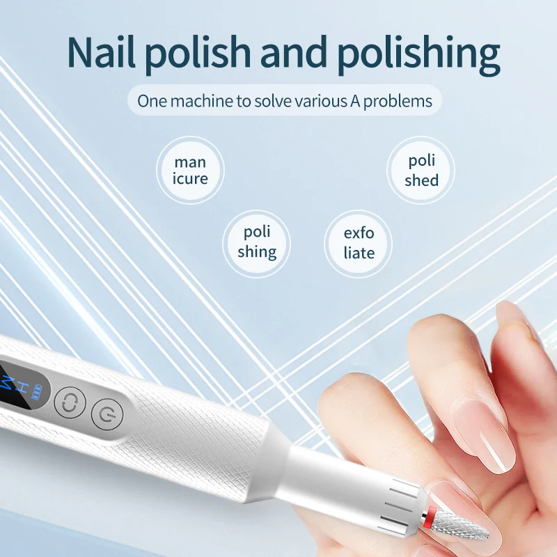 Electric Nail Drill Cordless Nail File Manicure Pedicure Kit for Acrylic Gel Nails Professional Nail Grinder for Home Salon Use