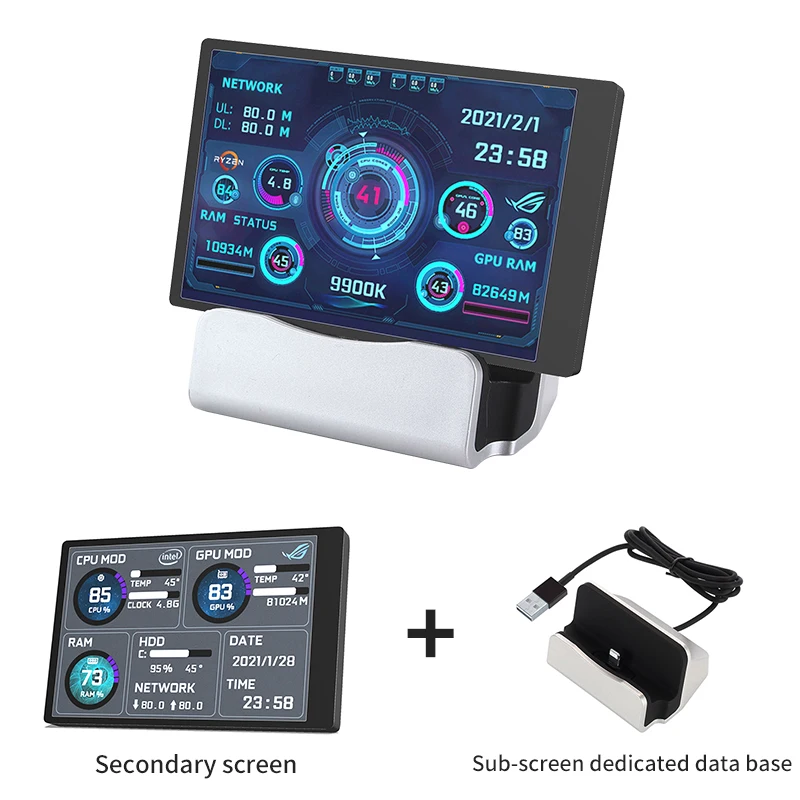 Computador de Tela Secundária 3.5 Polegada Ips Tipo-c Cpu Gpu Ram Hdd Monitorusb Display para Livremente Aida64 Mini Monitor - Imagem 2