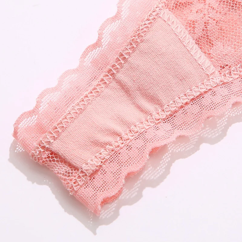 Women Panties 3PCS Sexy Lace G-string Transparent Floral Low-Waist Thong Underpants