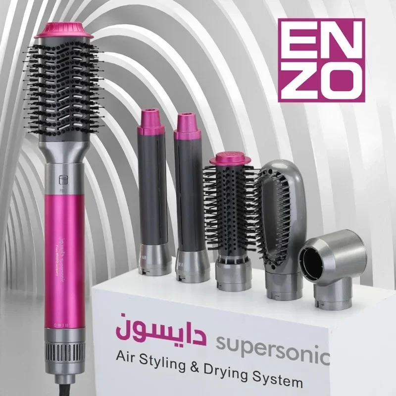 220V Professional Multifunctional 6 in 1 Hair Dryer Hair Curler Straighter Hot Air Comb Box Set Styling Tools Negative Ions 2