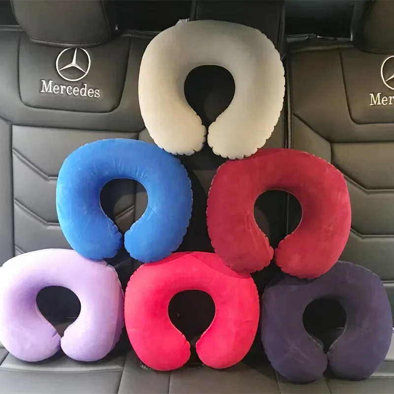 Portable Inflatable Travel Cushion - Comfortable Plush Neck Support Pillow
