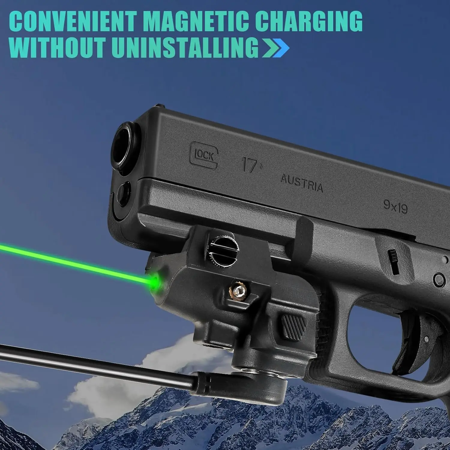 Green Laser Sight Compact Shockproof Gun Sight Magnetic USB Rechargeable for Pistols and Airsoft Guns 20mm Picatinny Rail