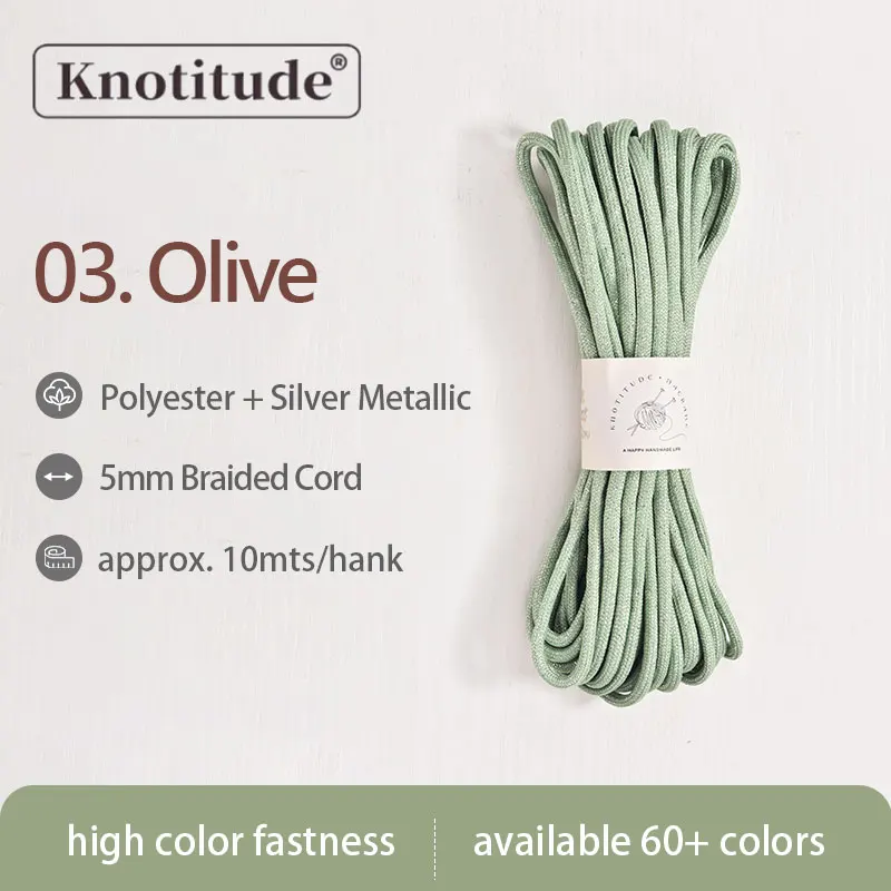 Silver Glossy Polyester Braid Rope with Shiny Lurex Metallic Finish - Ideal for DIY Jewelry Projects, 5mm x 10m