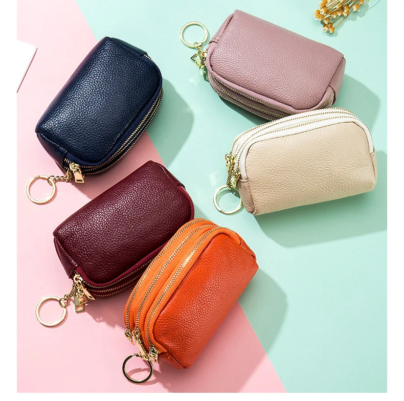 New style cowhide mini change bag lady multi-purpose leather coin bag change bag key chain