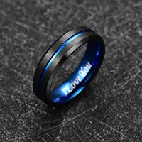 Tungsten Ring for Men Women 4/6/8/10mm Black Blue Wedding Rings Engraved I Love You  Engagement Jewelry Valentine's Day Gifts