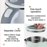 110V 220V 600W 0.8L Small Portable Household Kettle Heating Kettle Electric Kettle Separate Base 304 Stainless Steel Material 2