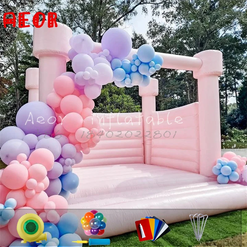 Birthday Party Pastel Bounce House White Bouncy Castle Inflatable White