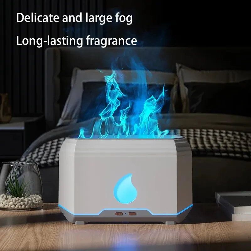 New Flame Aroma Diffuser Simulation Flame Air Humidifier LED Essential Oil Flame Lamp Difusor For Home Electric Ultrasonic
