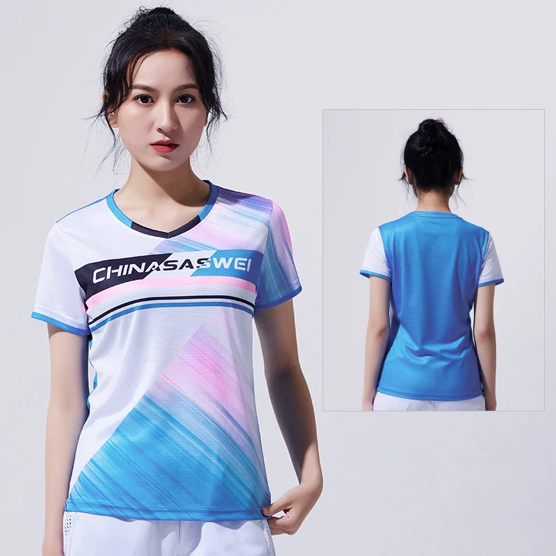 Badminton Jersey Men's Women's Short Sleeved Top Table Tennis Jersey Competition Sportswe