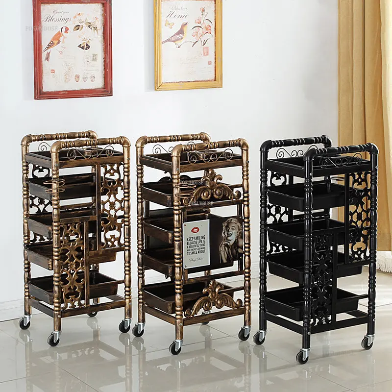 Commercial Furniture Hair Salon Trolley Fashion Hairdressing Multi-layer Tool Cart Barber Shop Multi-functional Storage Rack G