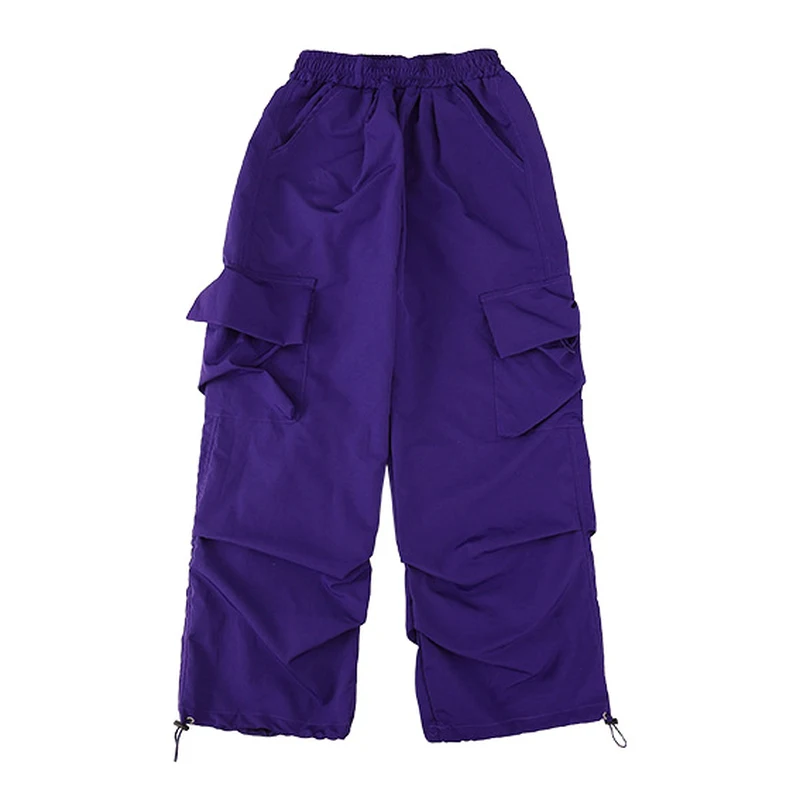 

Black/Red/Green/Purple Hip Hop Clothing Streetwear Harajuku Jogger Tactical Cargo Pants for Girls Boys Dance Costume
