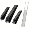 4-piece black stainless steel nail clipper with nano glass file polishing nail file manicure tool set 1