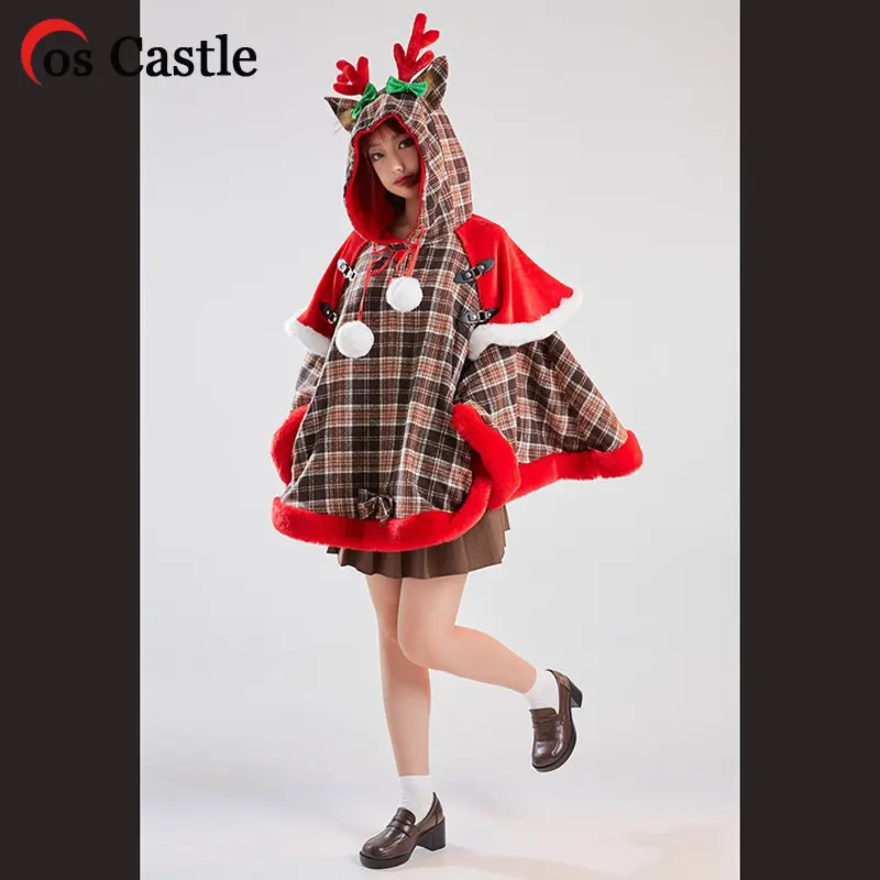

Cartoon Cute Cape Christmas Elk Cape Weater Hooded Coat Cosplay Costume Props Плащ 망토 Christmas Gift Daily Costume Shawl