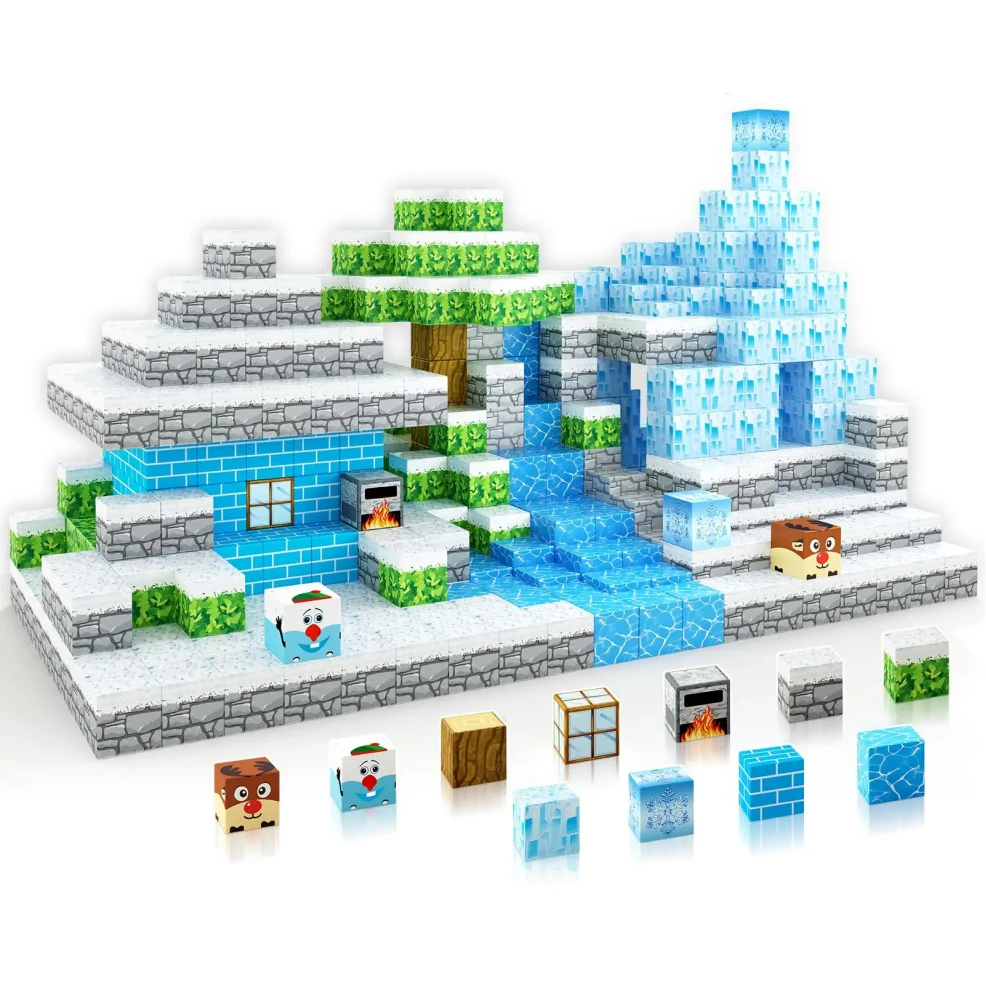 Magnetic Building Blocks Magnetic Assembly Toy Magnetic Blocks-Build Mine Magnet World Frozen Edtion Toys for Girls Age 3+ Princess Castle STEM Sensory Kids Games for Gifts