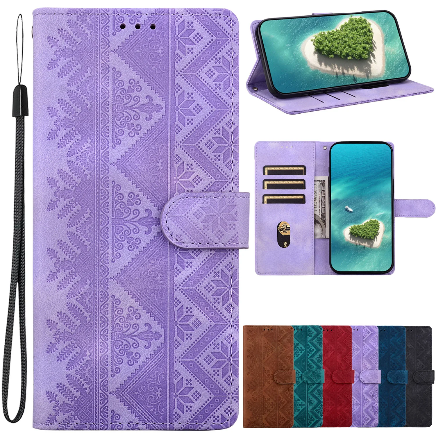 Leather Flip Phone Case with Magnetic Wallet & Protective Cover