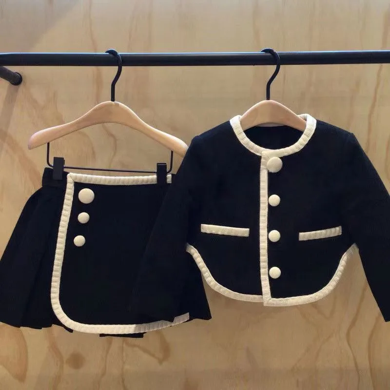 

2024 New Gils Sring Autumn Two Piece Sets Top Coat Short Skirt Loose Soft Fashion Sweet Lovely Outdoor