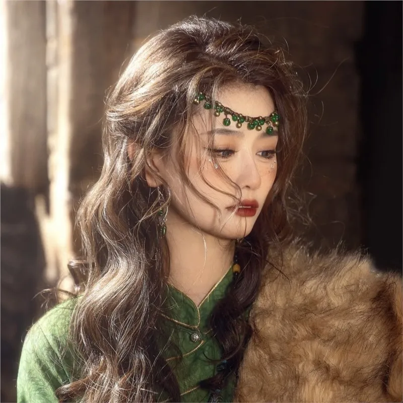 Retro Tibetan Headdress Forehead Decoration Eyebrow Pendant Fairy Exotic Dual-Use Necklace Hair Band for Women wi fi роутер netis 1200mbps lte dual band n5