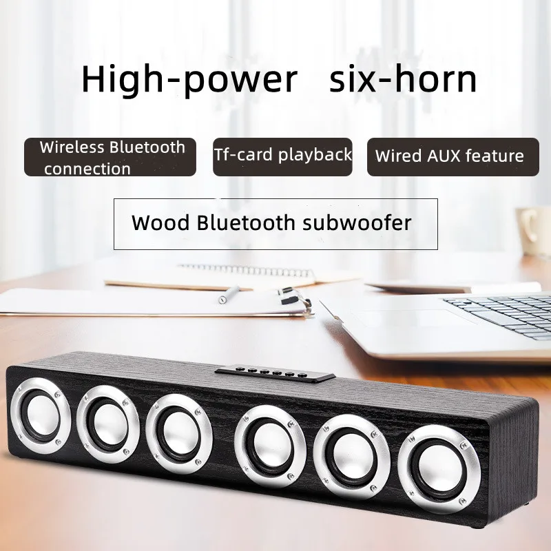 Wooden TV Sound Bar Bluetooth Speaker Home Theatre System Woofers for Speakers with Subwoofer Soundbar FM radio boombox for pc