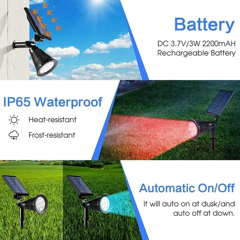 RGB Outdoor Solar Lights LED Changing Lawn Ground Lamp IP65 Waterproof Outdoor Lights Landscape Spotlights Garden Decoration 4