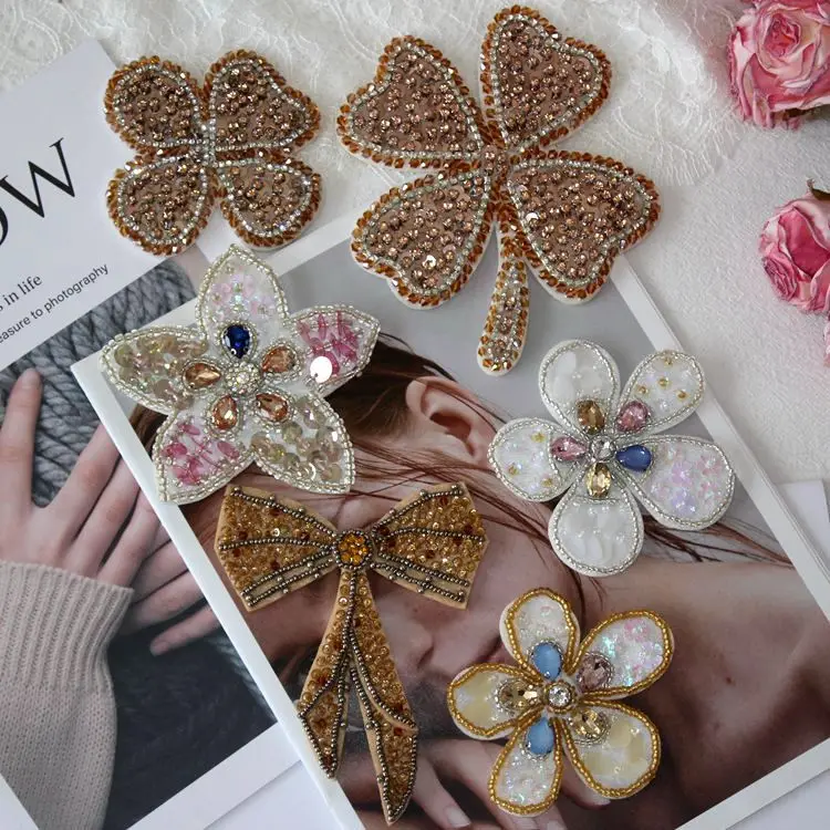 Heavy Industry Glitter Cucito A Mano Nail Bead Strass Cloth Stick Fine Abbigliamento Cappotto Accessori Decorativi Patch Fai Da Te Da Donna