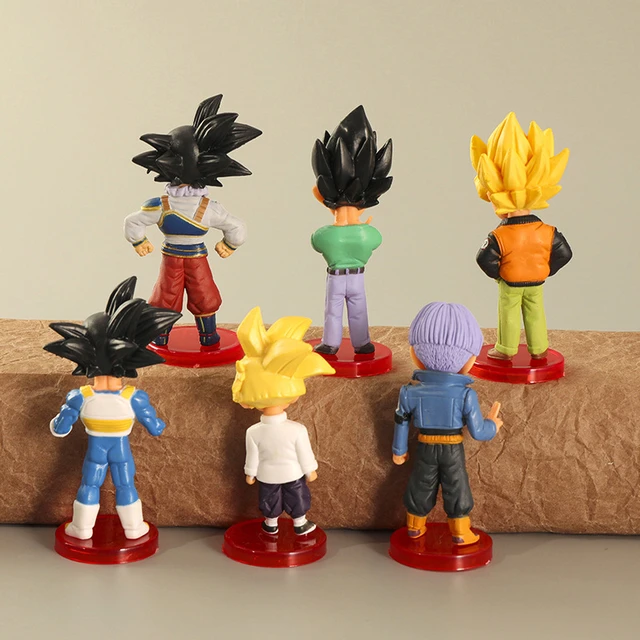 Venda 6pcs 6-8cm dragon ball z trunks do anime figura de um super saiyajin  vegeta, goku trunks, filho de goku, figuras de ação, de pvc modelo de  brinquedos para as crianças do