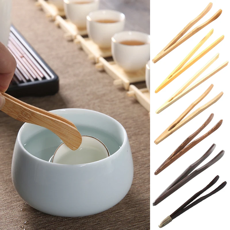 Tea Utensil Tweezers Tea Clips Wooden Tweezer Bacon Clip Tongs Bamboo Kitchen Salad Food Toast Daily Use 1PCS bamboo tea accessories,wooden food tongs,bamboo tongs,tea bag tongs